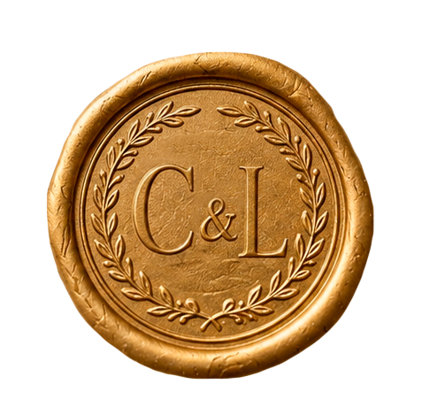 Sello de cera con el monograma C&L